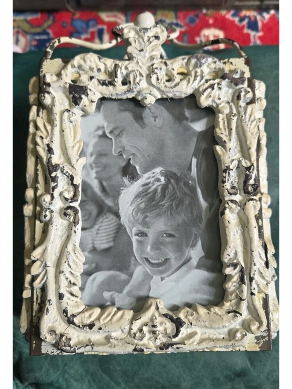 4 Sided Iron Picture Frame White Country Cottage Shabby Chic  4X6 Picture Hanger